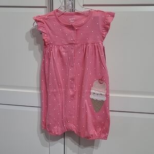 KID'SCARTER"S BABY GIRLS SHORT SLEVEE DOTS ROMPER BREATHABLE COTTON NEW 24 MONTH